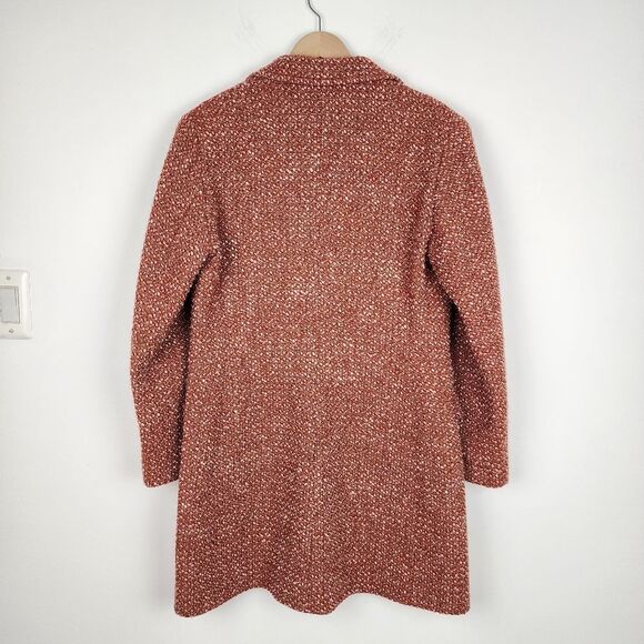 Rodel Spa Italy Wool Blend Coat Red White Cream Fall Winter Size 10 - Picture 6 of 16